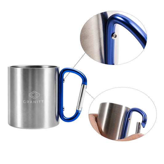 170ml Stainless Steel Insulated Travel Mug with Carabiner Handle