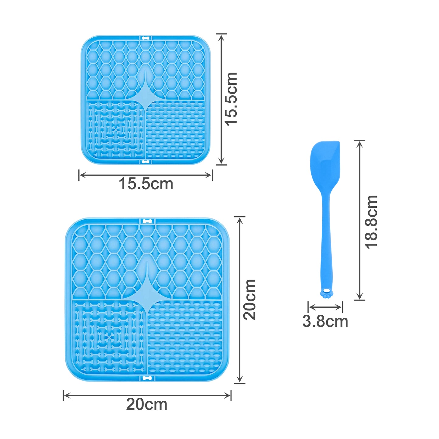 3-Section Dog Enrichment Lick Mat - 15.5 x 15.5 cm