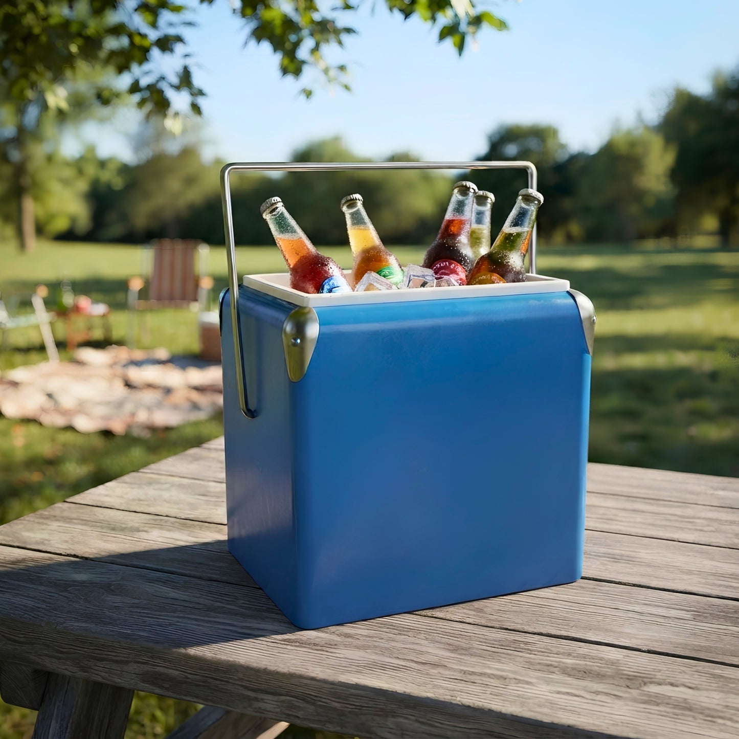 Retro Metal Ice Cooler Box 13L