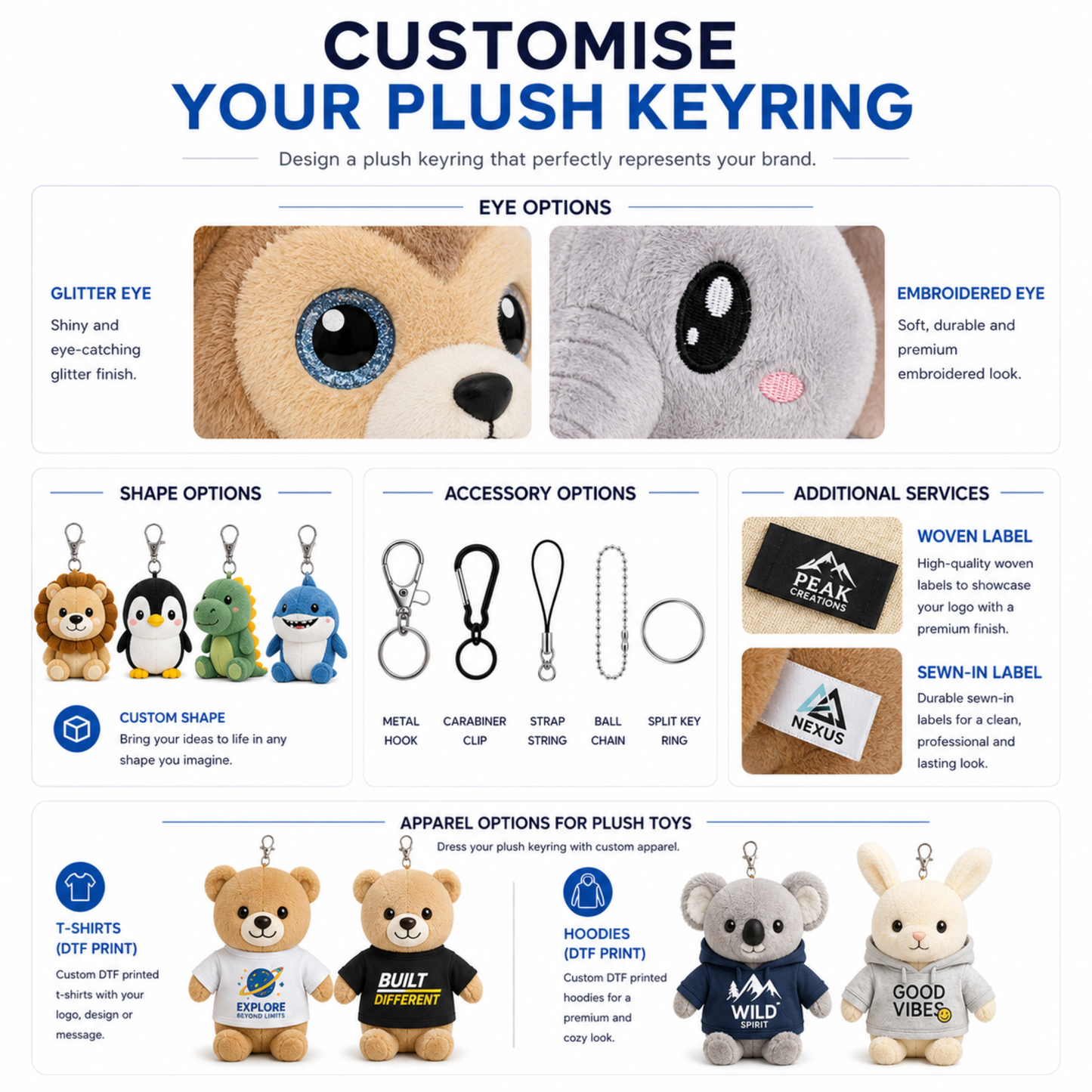 Custom Animal Plush Keyring - 10x10cm