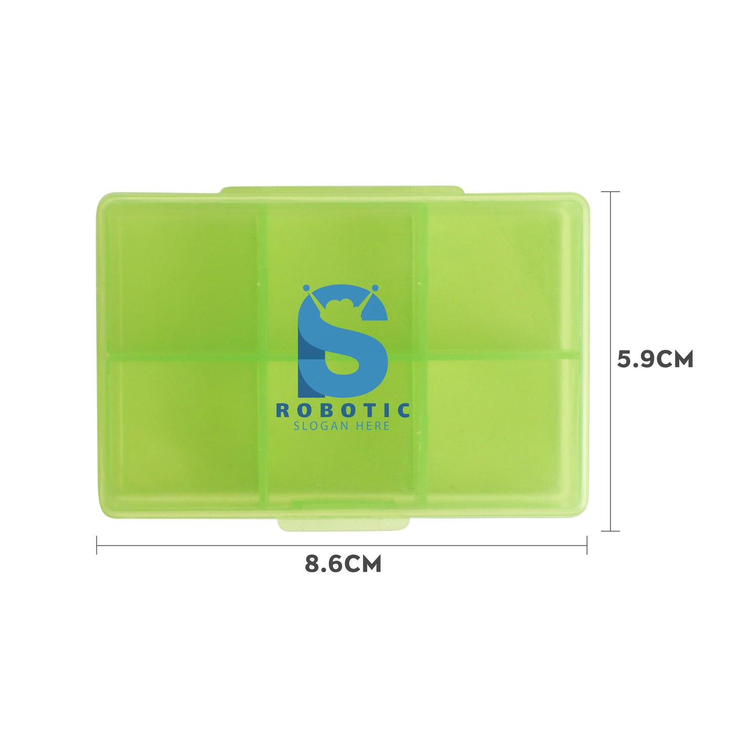 Square Six Compartment Pill Box