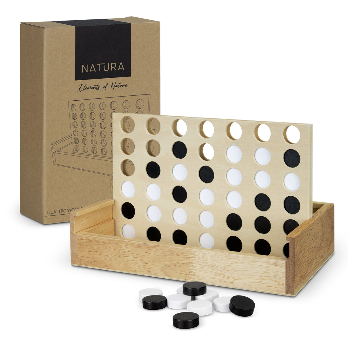 Custom NATURA Quattro Wooden Four-in-a-Row Game
