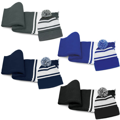 Commodore Scarf and Beanie with Pom Pom Set