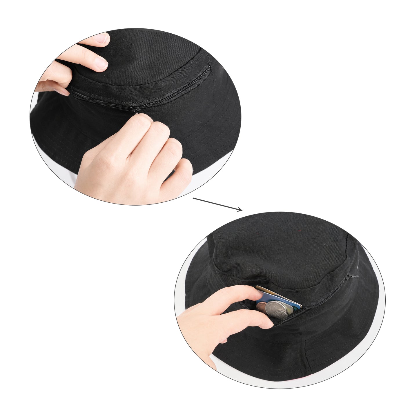 Bucket Hat with Card Pocket