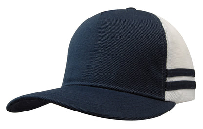 American Premium Twill/Mesh Deep Fit Trucker with Stripes