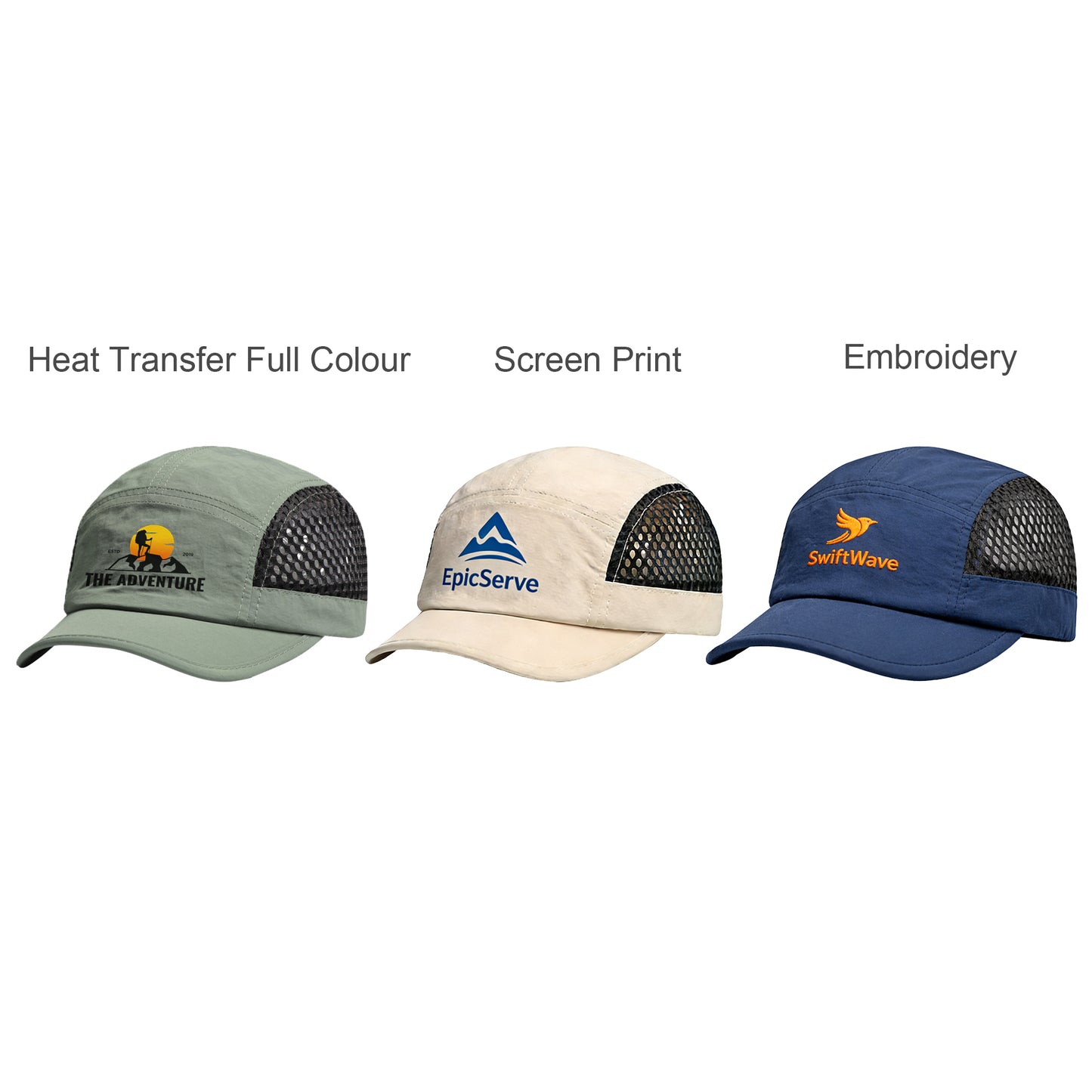 5 Panel Short Brimmed Mesh Running Cap