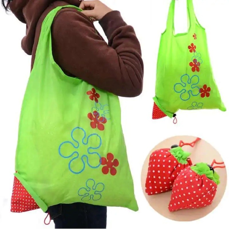 Strawberry Foldaway Shopping RPET Bag