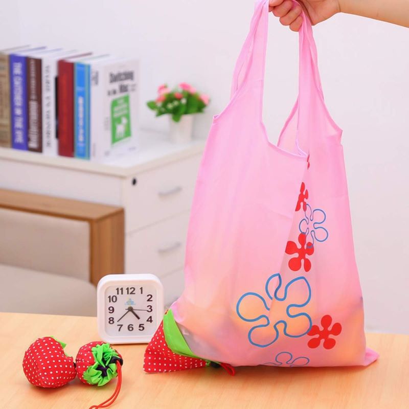 Strawberry Foldaway Shopping RPET Bag