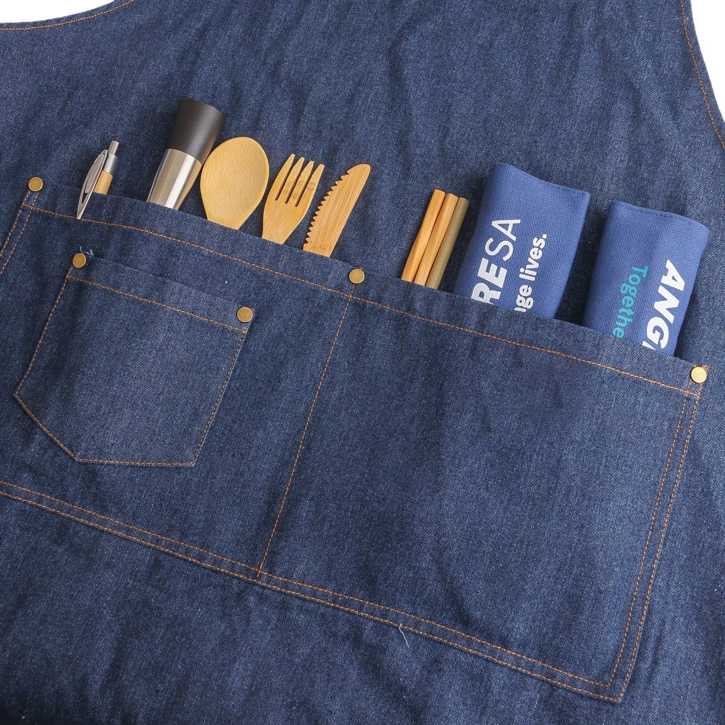Poly-Cotton Denim Full Bib Apron With Neck Strap
