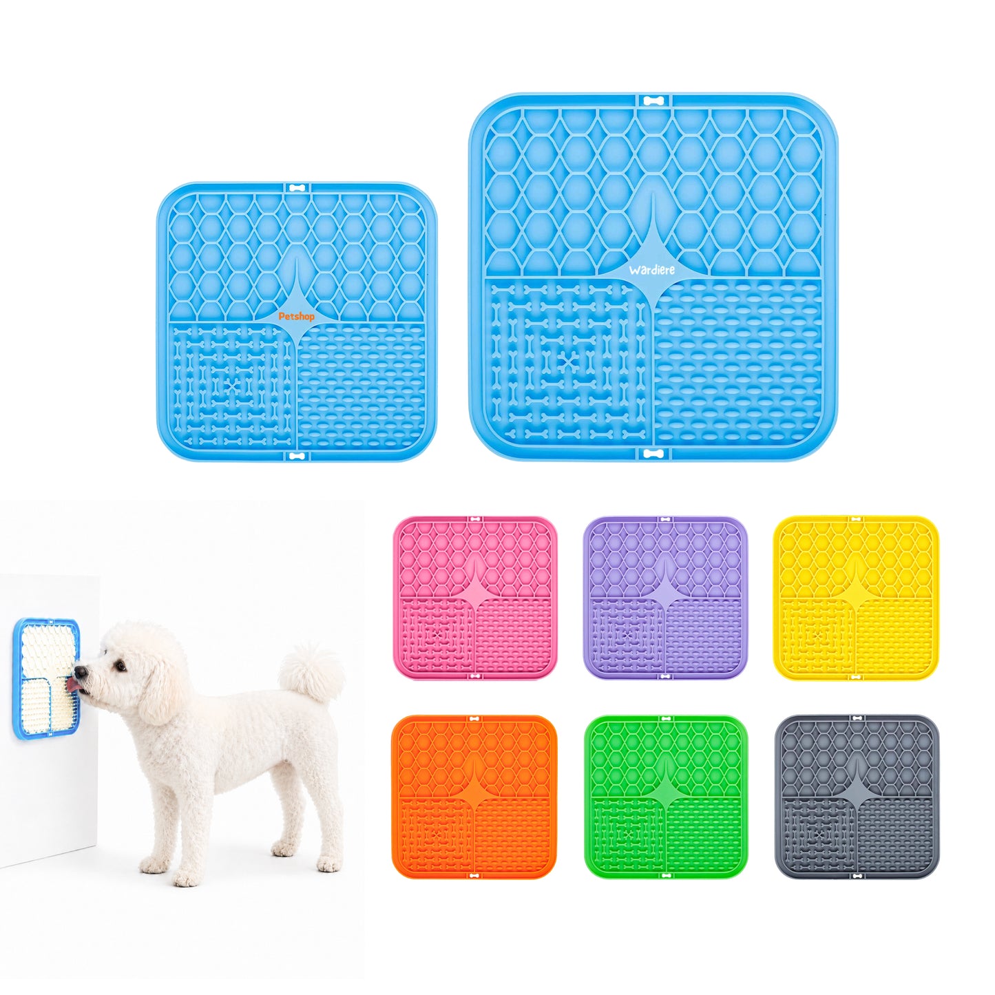 3-Section Dog Enrichment Lick Mat - 15.5 x 15.5 cm