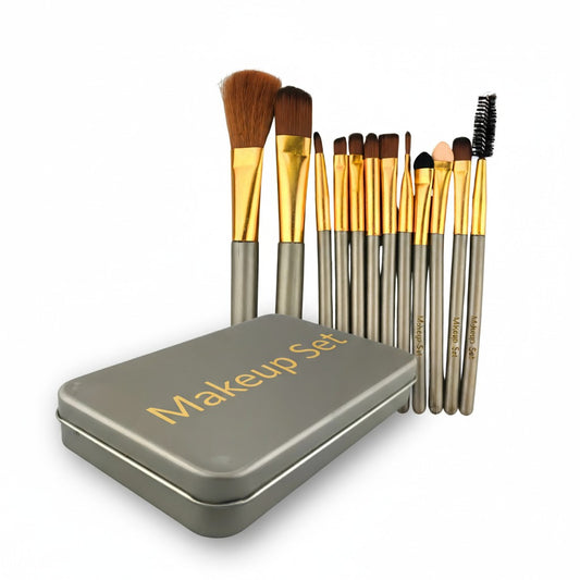 12-Piece Make Up Brush with Metal Box Set