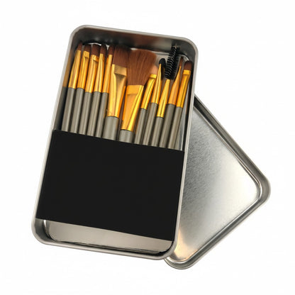 12-Piece Make Up Brush with Metal Box Set