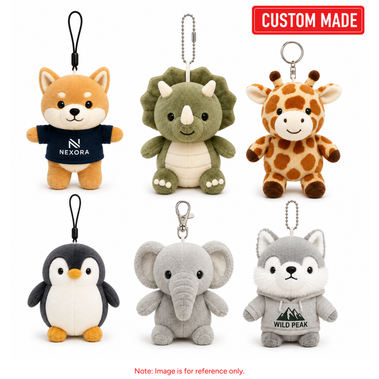 Custom Animal Plush Keyring - 10x10cm