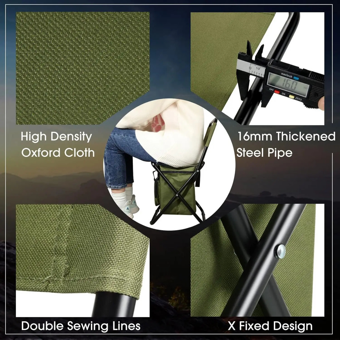 HYDE Foldable Camping Chair with Cooler Bag