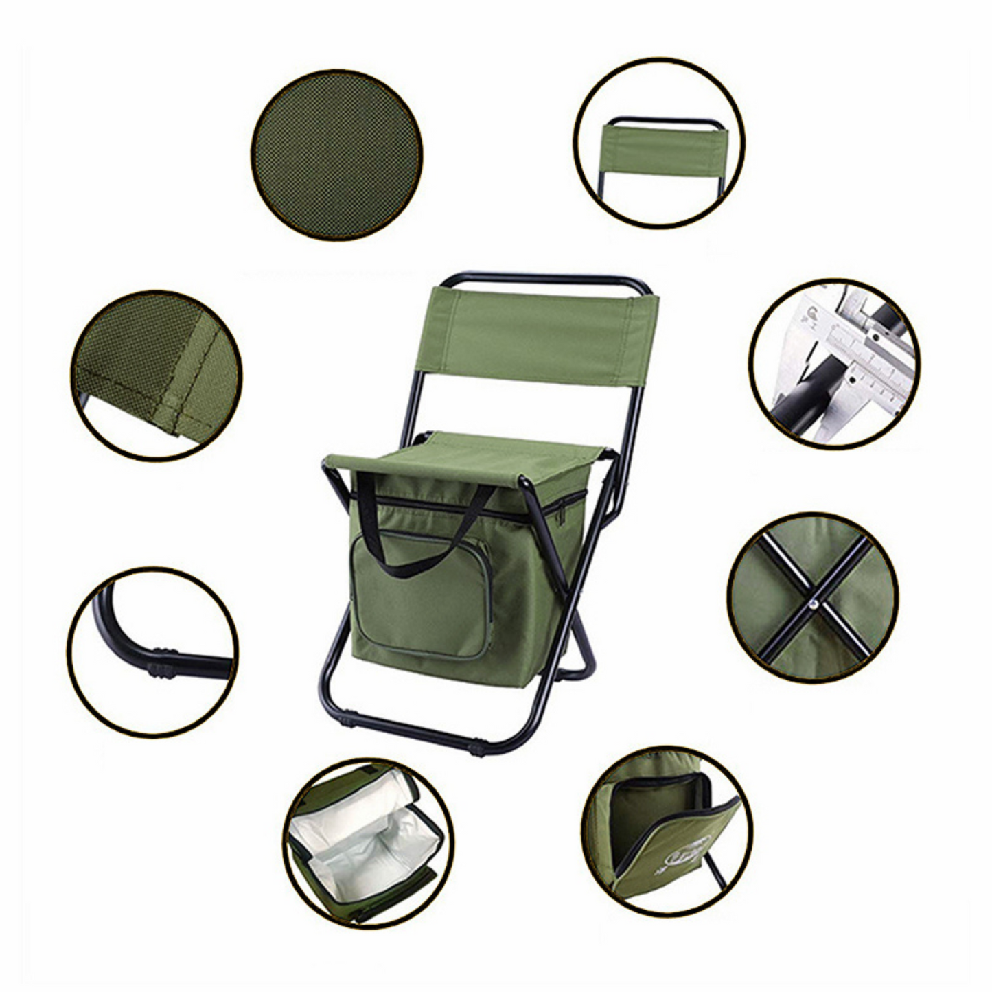 HYDE Foldable Camping Chair with Cooler Bag