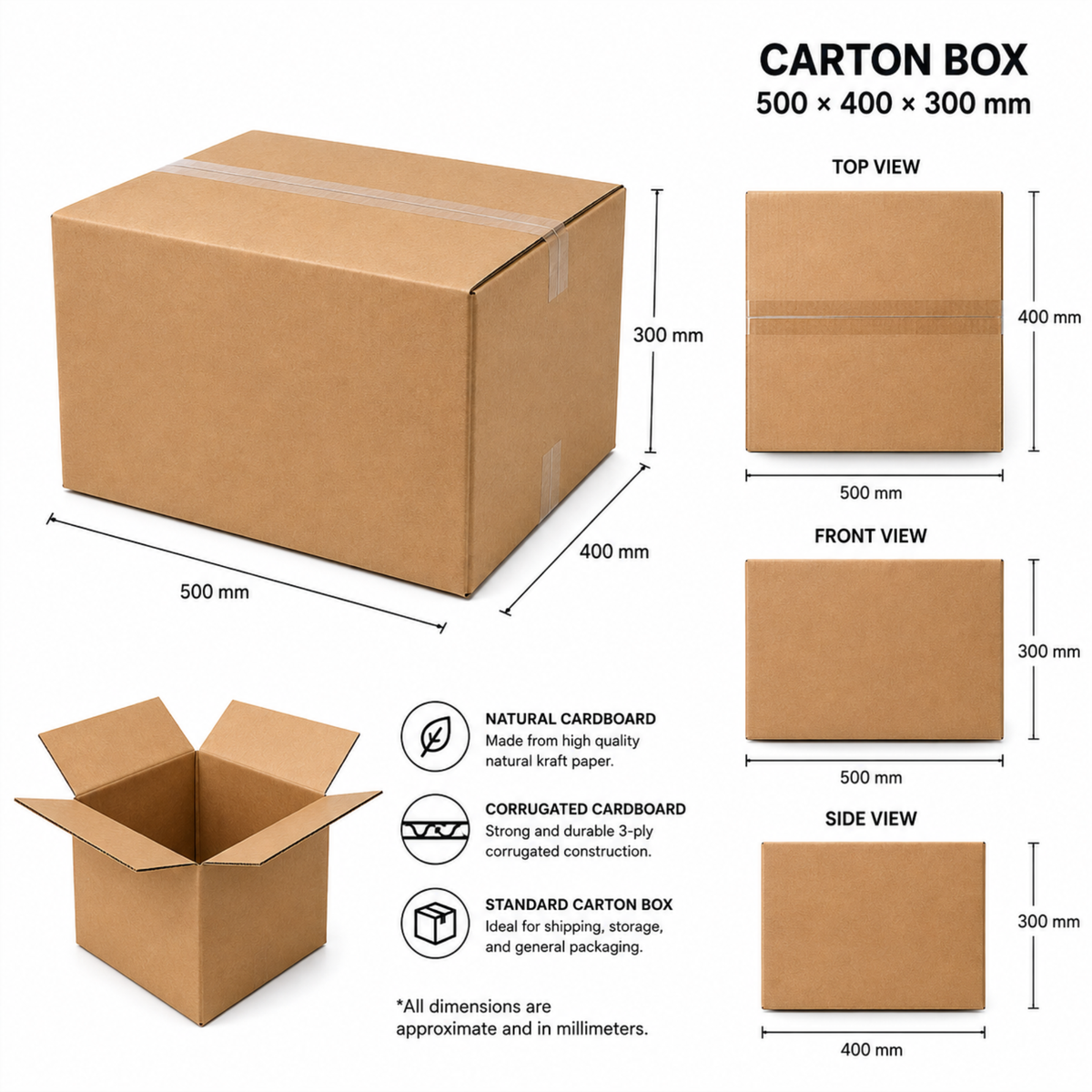 Medium Carton Box – 50 × 40 × 30 cm