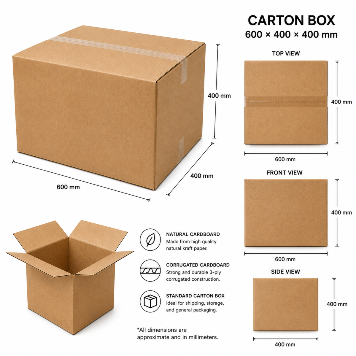 Large Carton Box – 60 × 40 × 40 cm