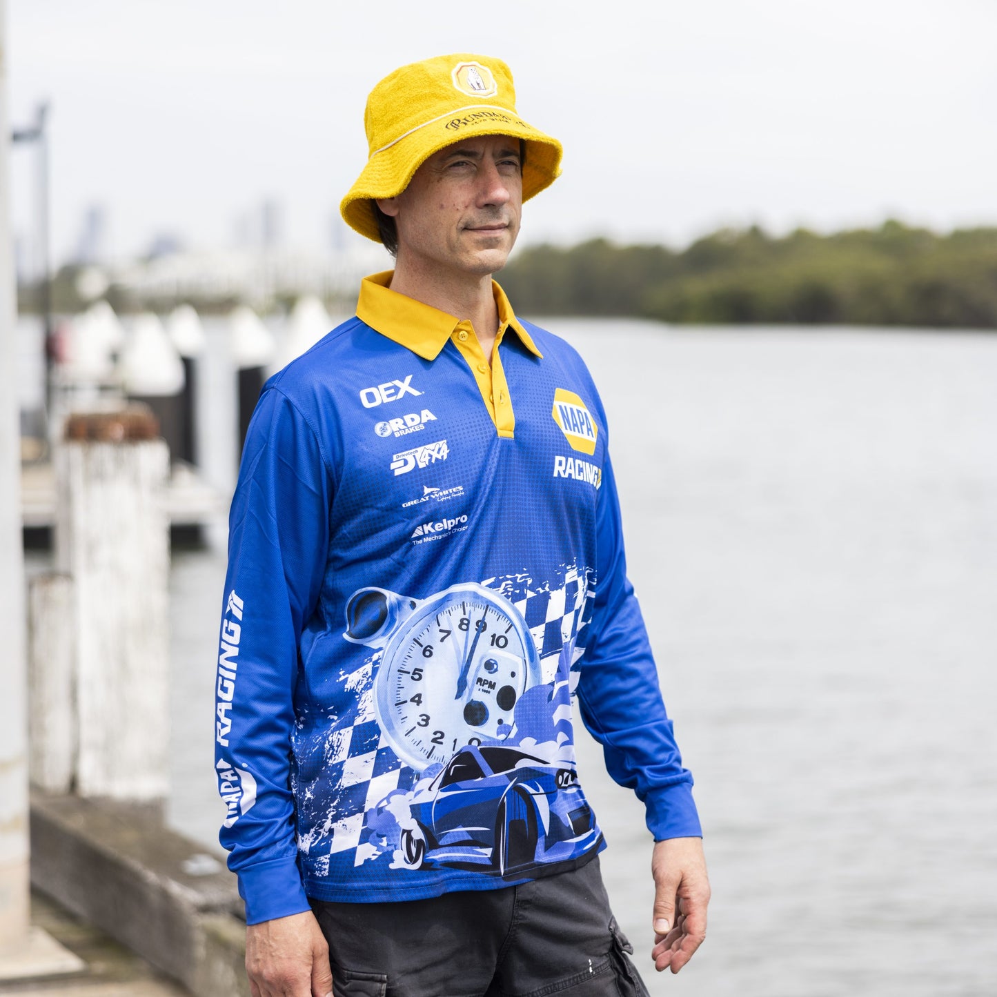 Men's Long Sleeve Polyester Sublimated Fishing Polo