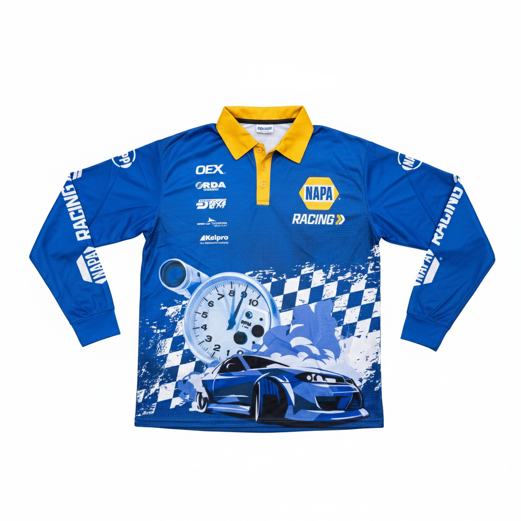 Men's Long Sleeve Polyester Sublimated Fishing Polo