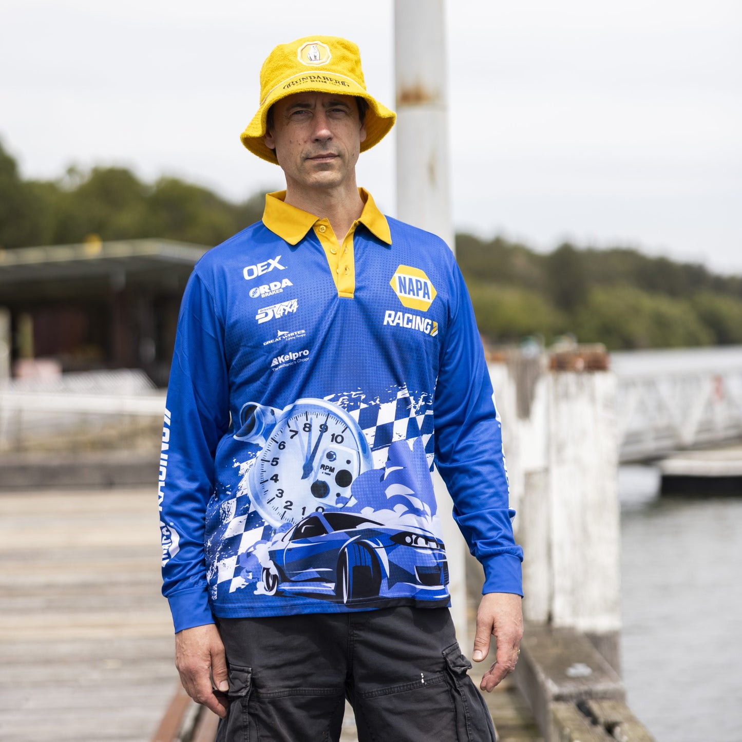 Men's Long Sleeve Polyester Sublimated Fishing Polo