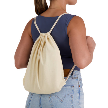 Custom Calico Drawstring Library Backpack