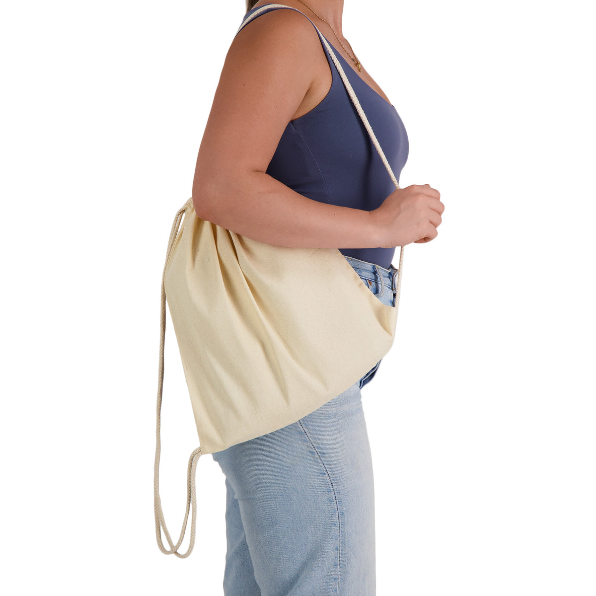 Custom Calico Drawstring Library Backpack