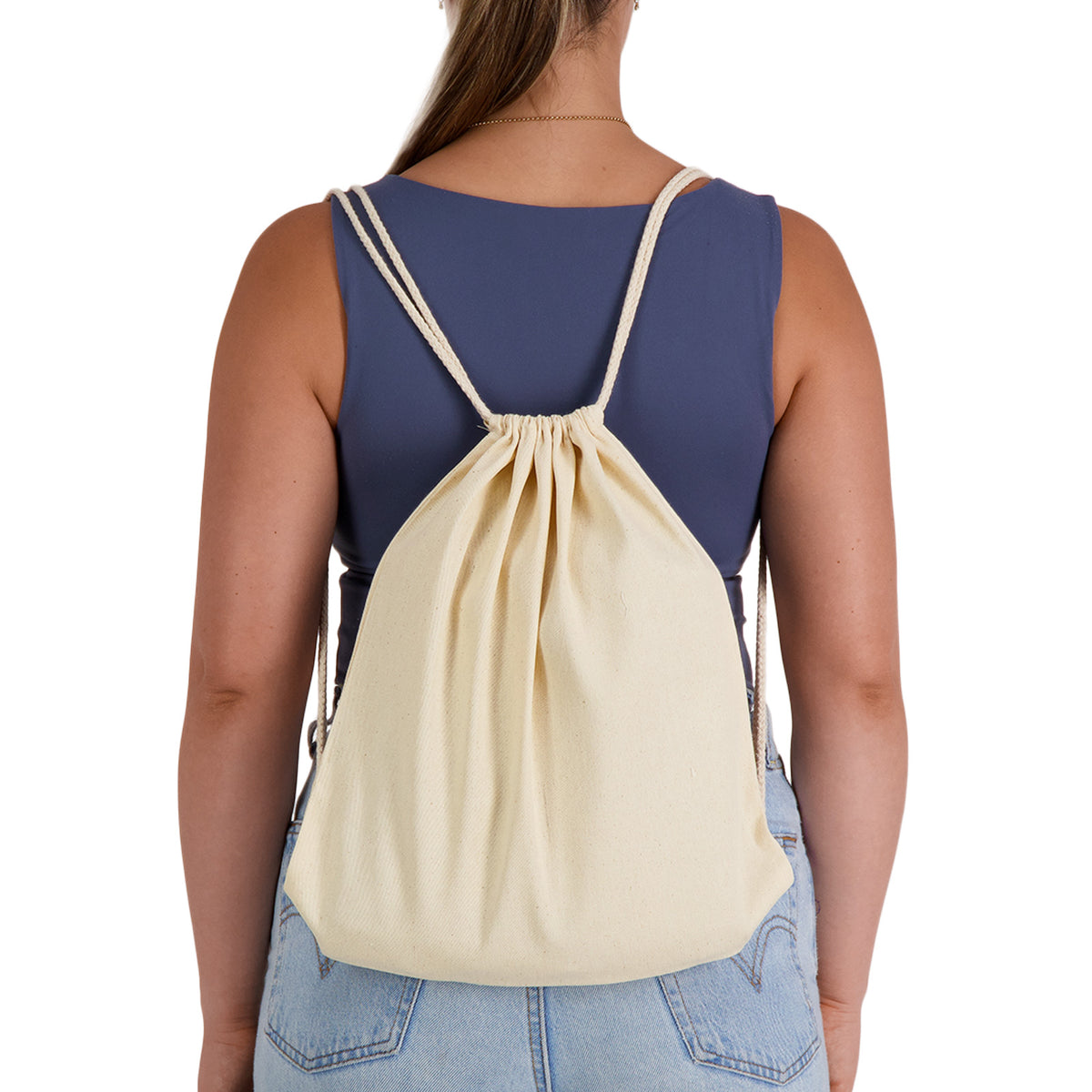 Custom Calico Drawstring Library Backpack
