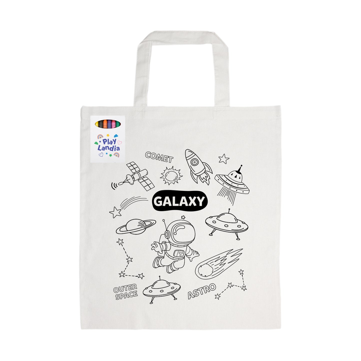 Colouring Short Handle Cotton Bag & Crayons