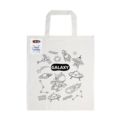 Colouring Short Handle Cotton Bag & Crayons