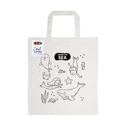 Colouring Short Handle Cotton Bag & Crayons