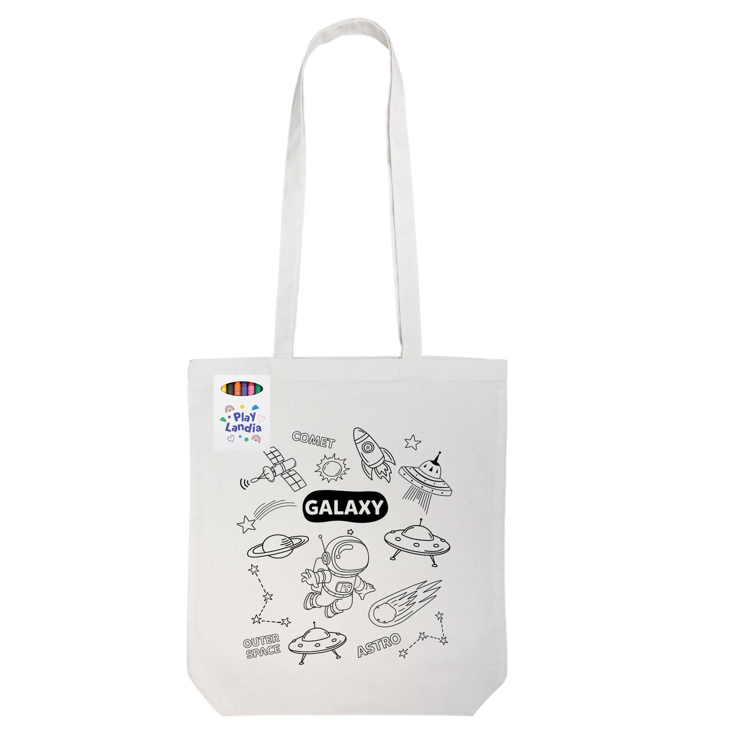 Colouring Long Handle Cotton Bag & Crayons