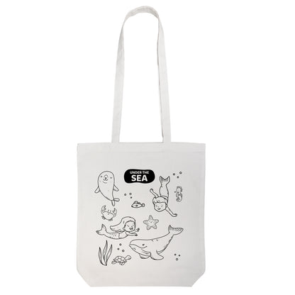 Colouring Long Handle Cotton Bag & Crayons