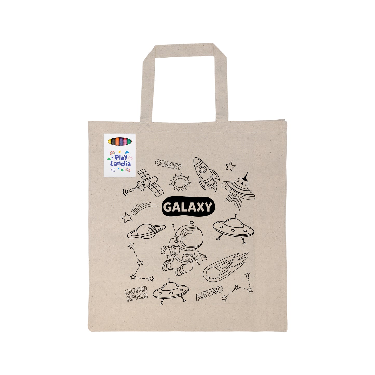 Colouring Short Handle Calico Bag & Crayons