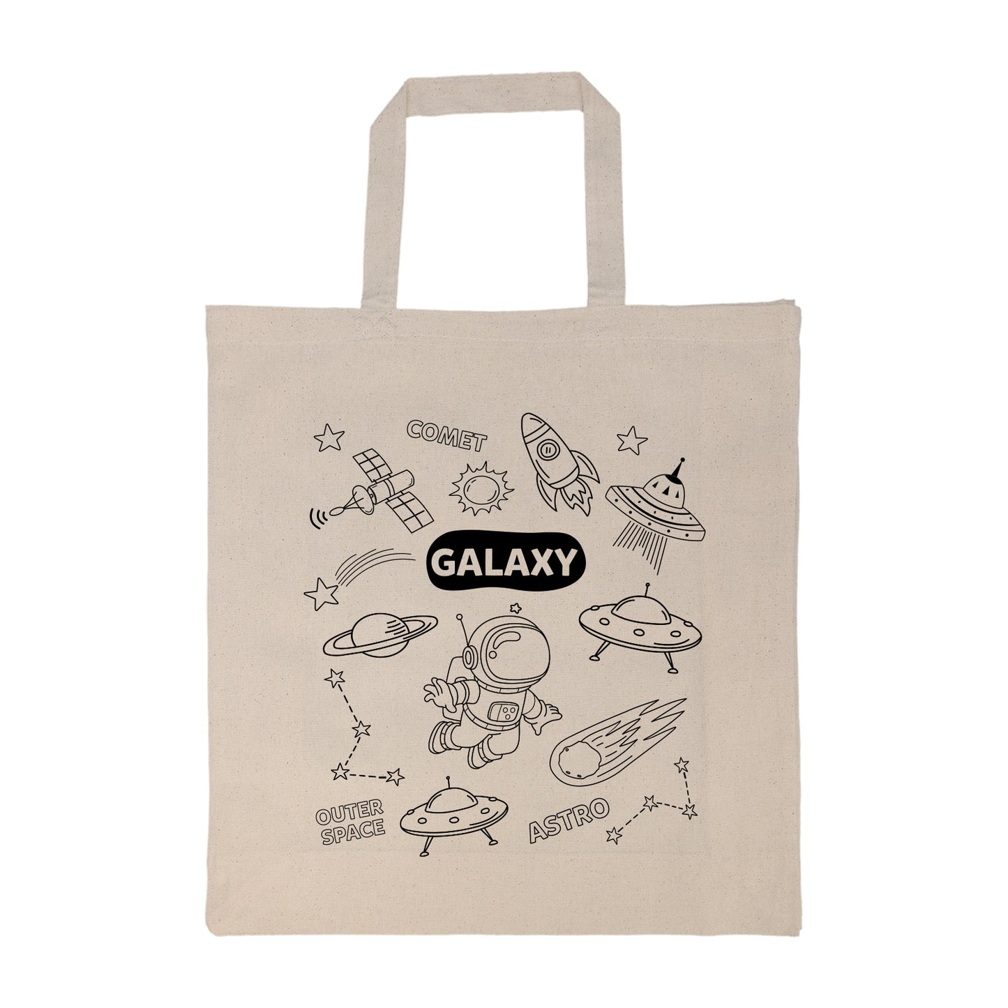 Colouring Short Handle Calico Bag & Crayons