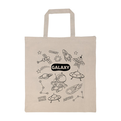 Colouring Short Handle Calico Bag & Crayons