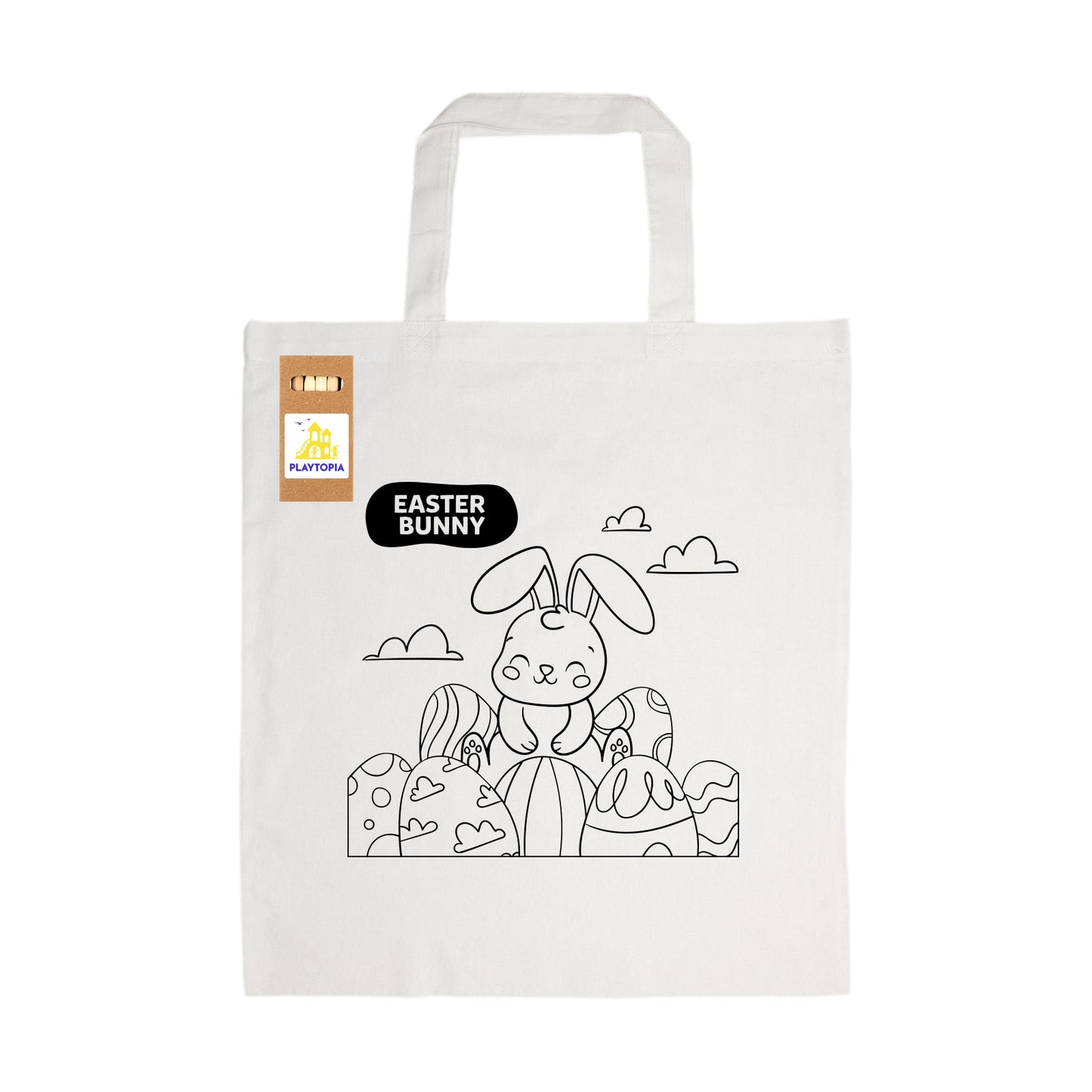 Colouring Short Handle Cotton Bag & Pencils