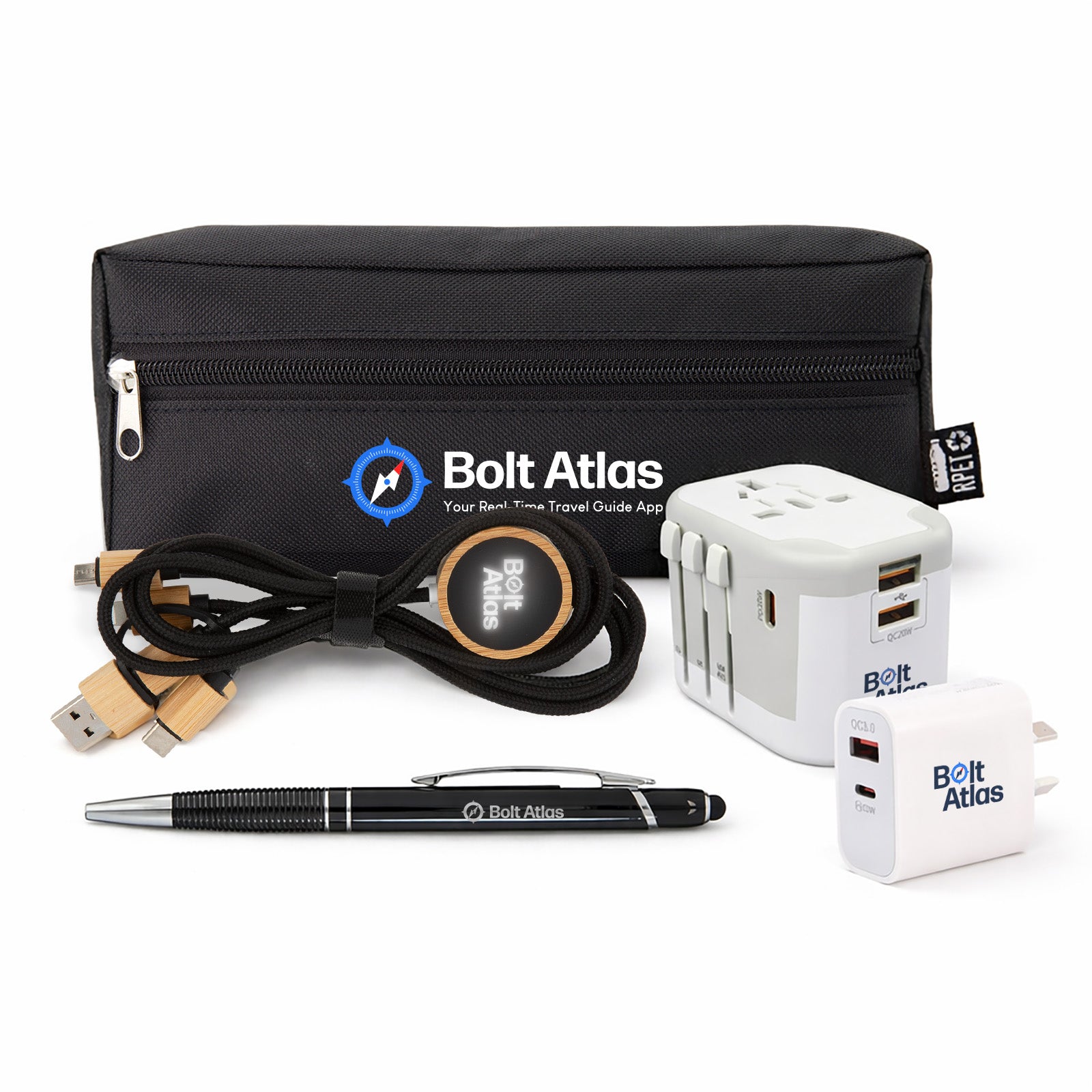 Branded Tech Travel Charging Kit | International Adapter Set – Campbell ID