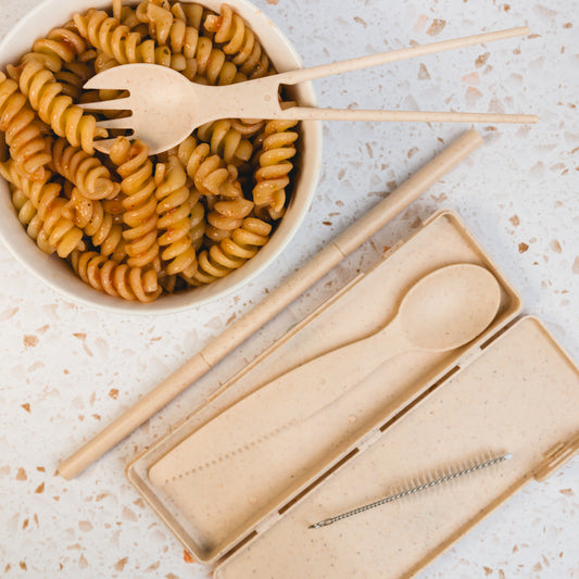 Miso Bamboo Cutlery Set in Calico Pouch