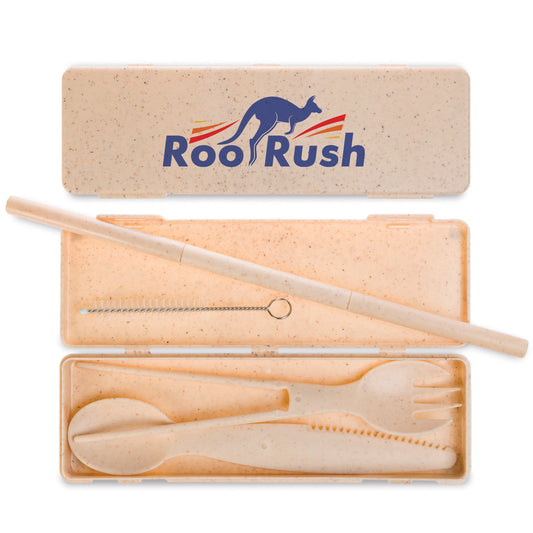 Miso Bamboo Cutlery Set in Calico Pouch