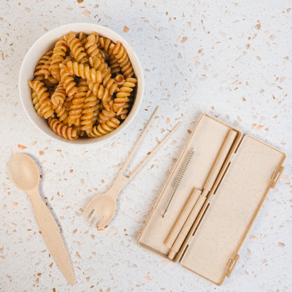 Miso Bamboo Cutlery Set in Calico Pouch