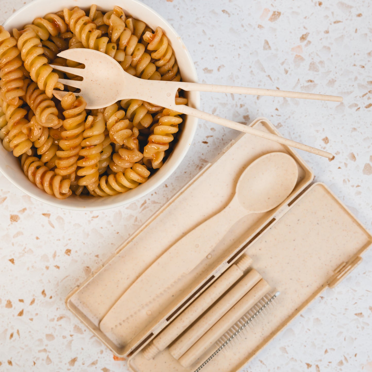 Miso Bamboo Cutlery Set in Calico Pouch
