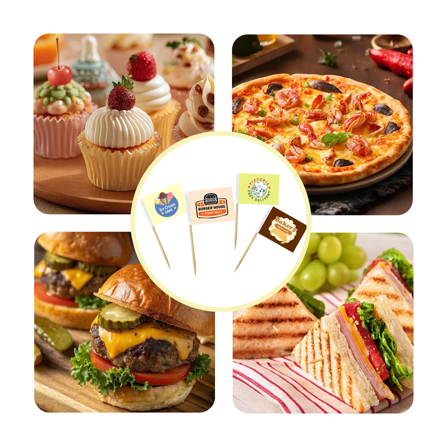 Pack of 100 Custom Food Toothpick Flags
