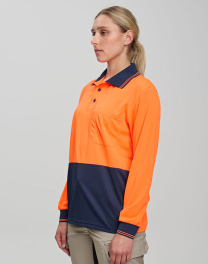 Hi Visibility Long Sleeve CoolDry Micro-mesh Safety Polo