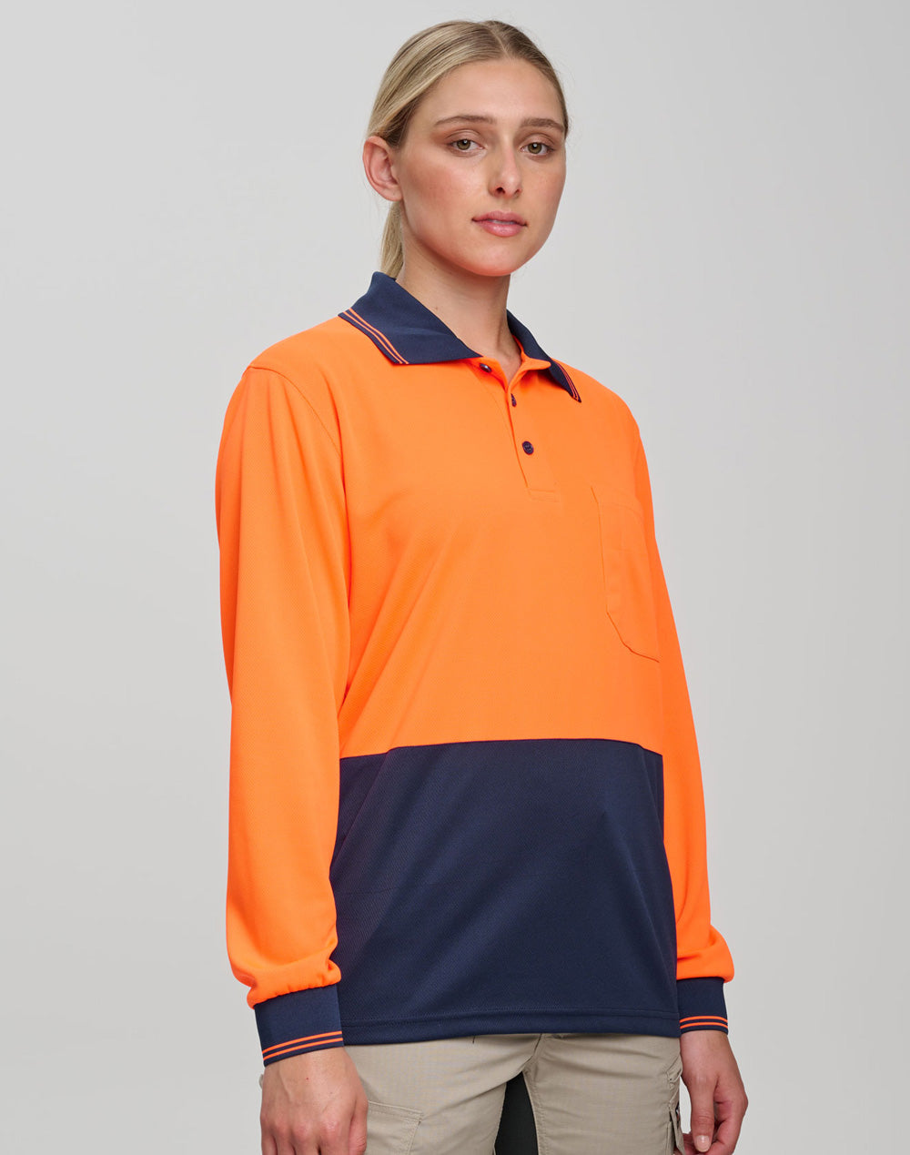 Hi Visibility Long Sleeve CoolDry Micro-mesh Safety Polo