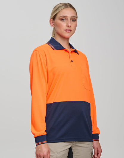 Hi Visibility Long Sleeve CoolDry Micro-mesh Safety Polo
