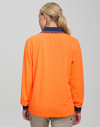 Hi Visibility Long Sleeve CoolDry Micro-mesh Safety Polo