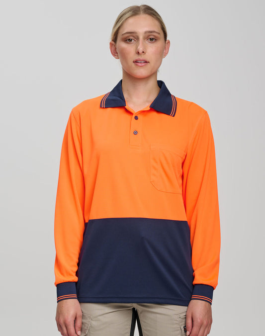Hi Visibility Long Sleeve CoolDry Micro-mesh Safety Polo