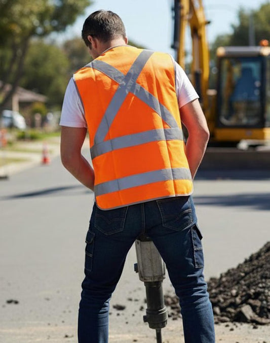HI-VIS X BACK SAFETY VEST WITH TAIL