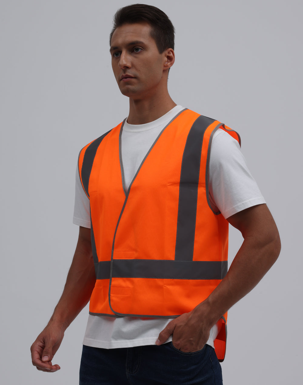 HI-VIS X BACK SAFETY VEST WITH TAIL