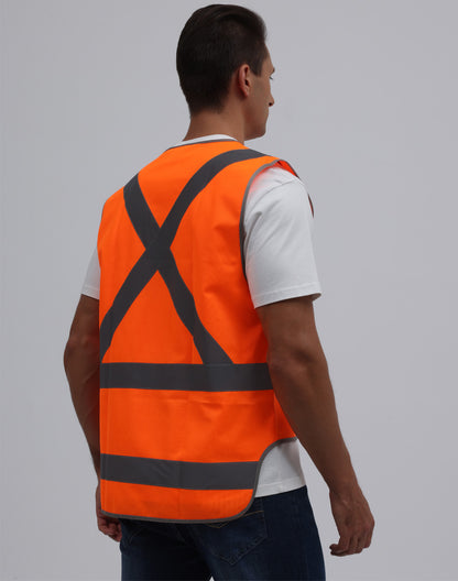 HI-VIS X BACK SAFETY VEST WITH TAIL